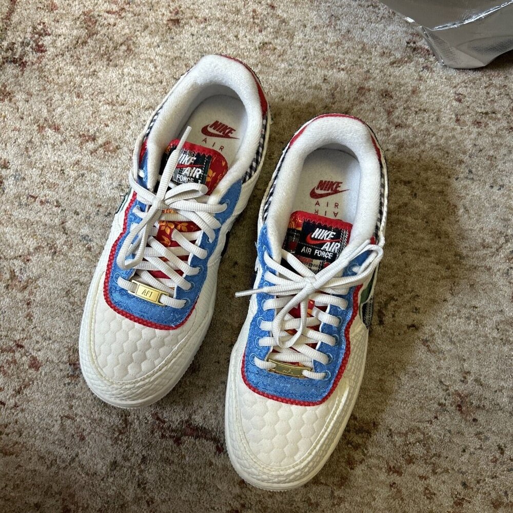 Nike Air Force 1 women's size 9 multi color gingham with plaid tartan swoosh